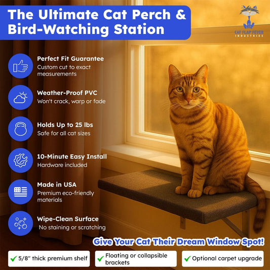 Window Ledge Shelf for Cats & Small Dogs - Custom Sizes & Made in USA