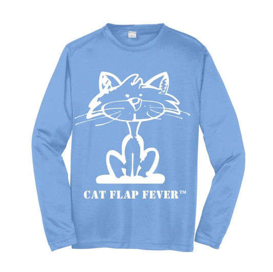 Cat Flap Fever Dry Fit Long Sleeve Shirt Carolina Blue