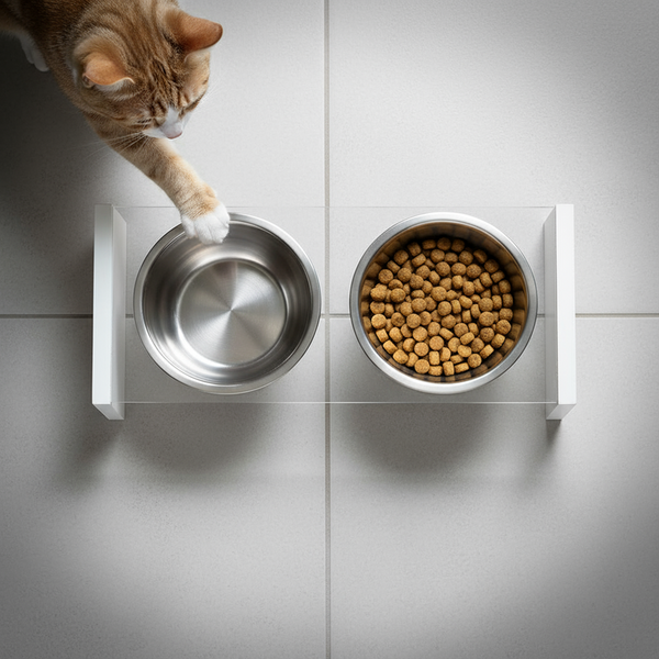 Premium Acrylic Elevated Cat & Small Dog Food Bowls Table + Free Premium Towel