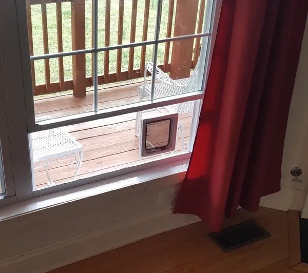 Cat Door Window Insert. Made with solid PVC base and locking flap ...
