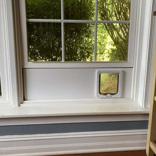 Solid PVC Base Cat Door Window Insert - Easy No-Tools Installation!